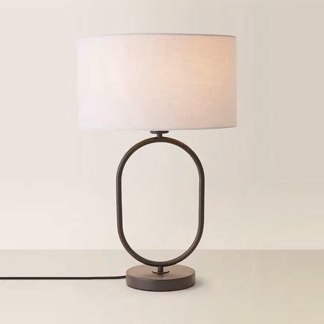 ValueLights Antonia Art Deco Table Lamp with Grey Fabric Drum Shade