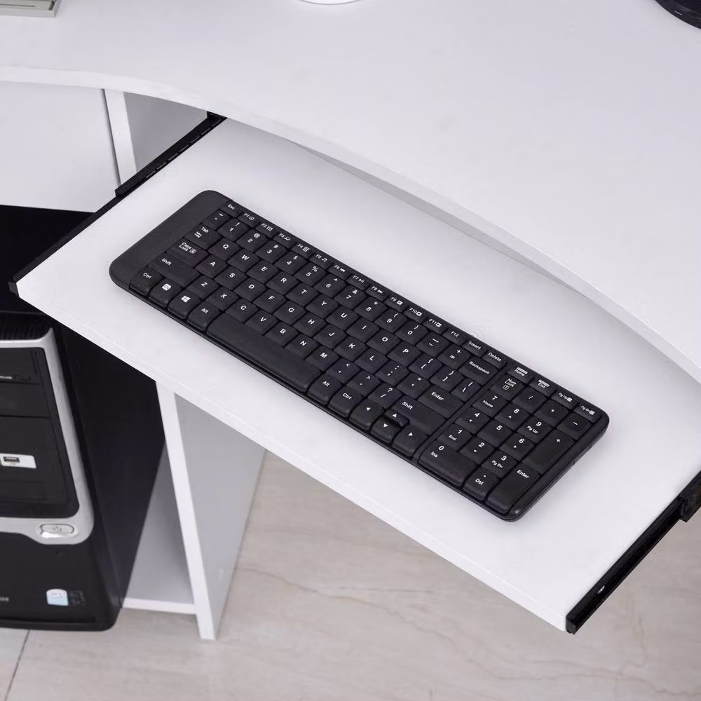 Wyld Haus Bavise White L Shaped Corner Desk with Keyboard Tray and Storage, W: 120 cm – 8