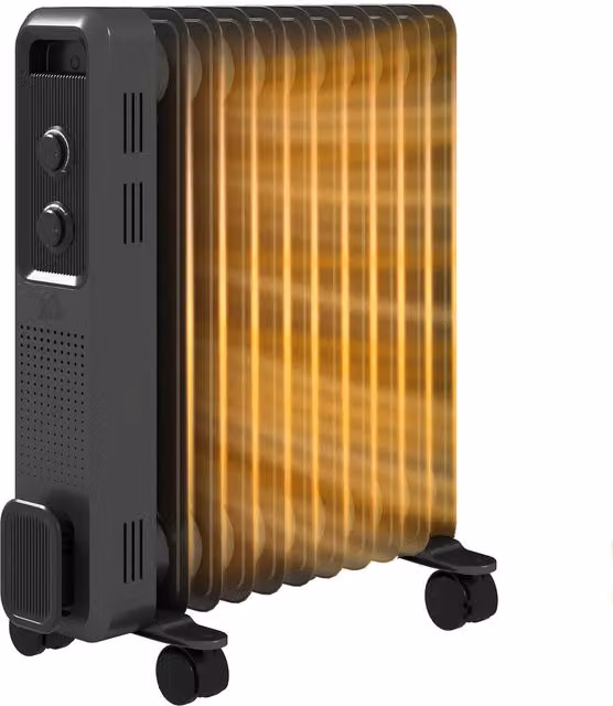 HOMCOM 2500W Oil Filled Radiator Portable Electric Heater in Grey with Thermostat and Overheat Protection – 8