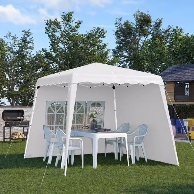 Outsunny White Pop Up Gazebo with Slant Legs and UPF 50 Protection, W/D: 240 x 240 cm