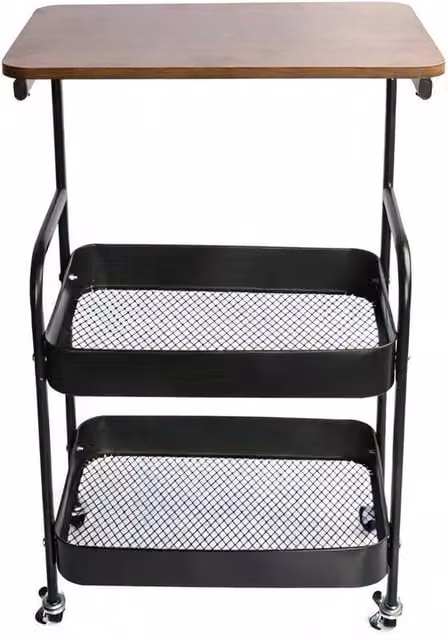 Kelvenix Black 3 Tier Rolling Metal Storage Trolley with Table Top, W/D/H: 73 x 43 x 73 cm – 1