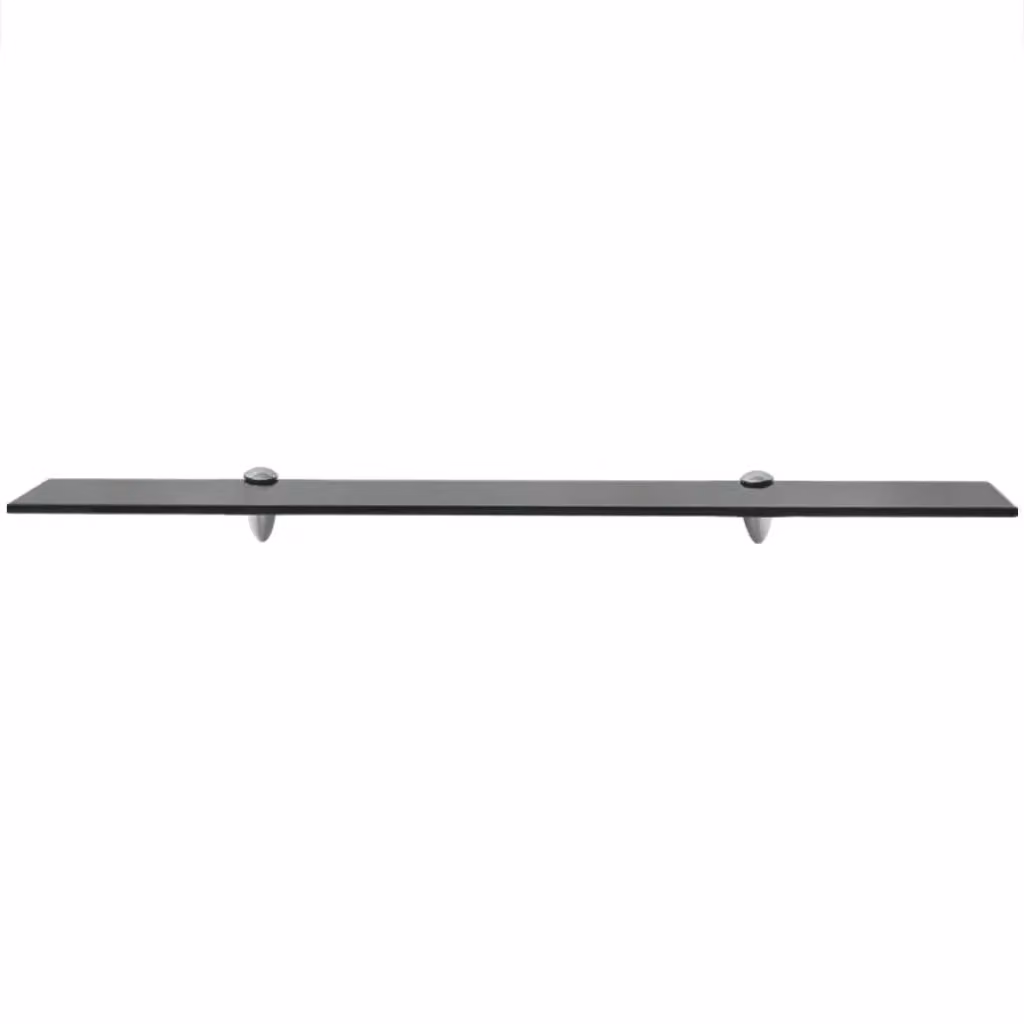Berkfield Home Set of 2 Black Glass Floating Shelves, W: 80 cm, D: 20 cm – 2