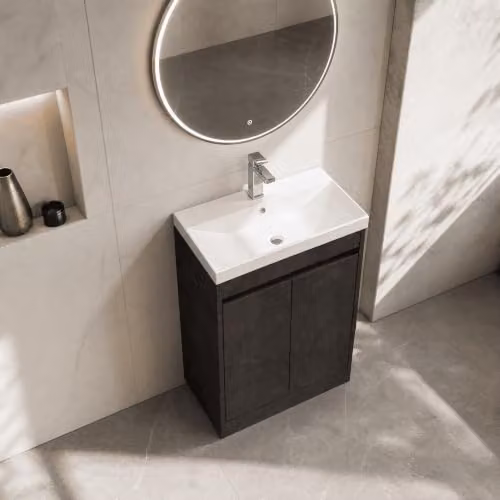 Balterley Chartley 2 Door Floor Standing Bathroom Vanity Unit with Thin Edge Basin, Metallic Slate Grey, W/D/H: 62 x 39.5 x 83.5 cm – 4
