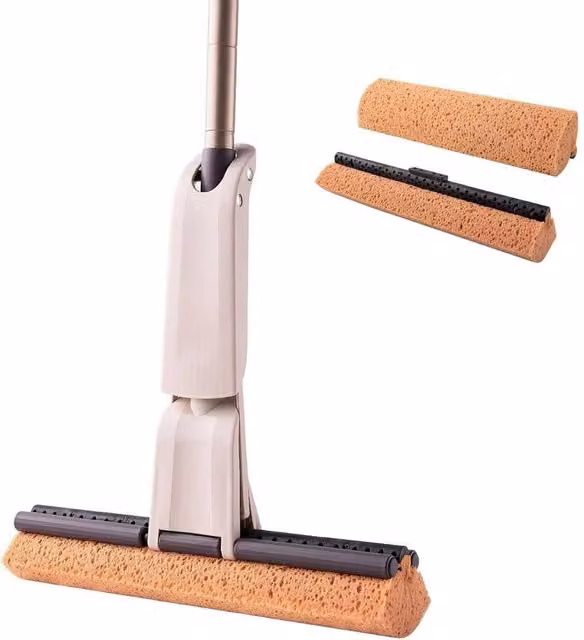 Nordara Heavy Duty Super Absorbent Bamboo Mop with Telescopic Handle and Wringer, Multicolour – 1