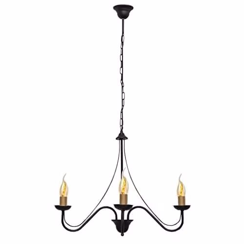 Netlighting Helam Malbo Multi Arm Suspended Pendant Ceiling Light in Black Patina, Diameter: 60 cm