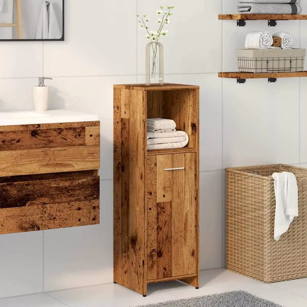 Berkfield Home Rustic Brown Wall Mounted Bathroom Cabinet with Internal Shelves, W/D/H: 30 x 30 x 95 cm – 3