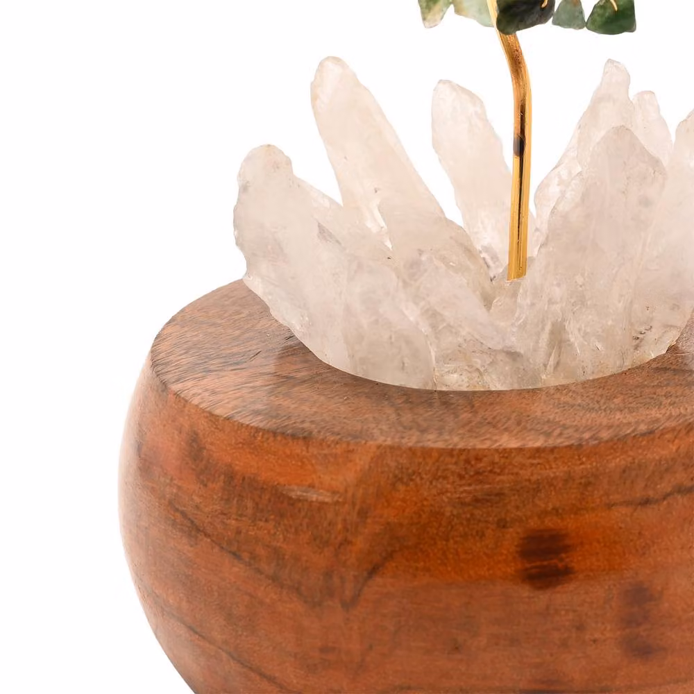 Serenity Aventurine LED Glow Tree in Green with Crystal and Wood Accents – 3