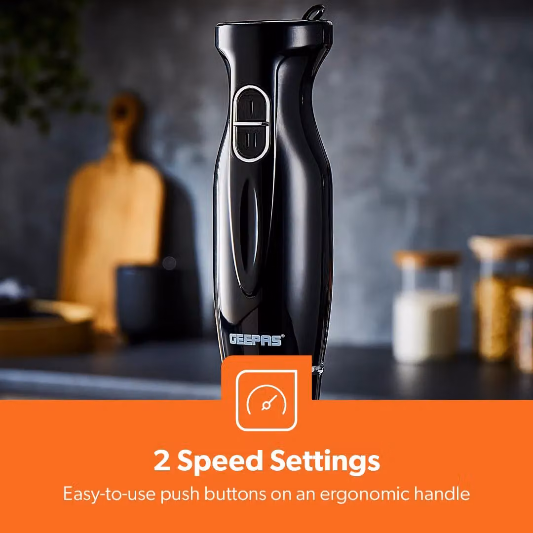 Geepas 4-in-1 Hand Blender 200W with Chopper Bowl and Whisk in Black – 3