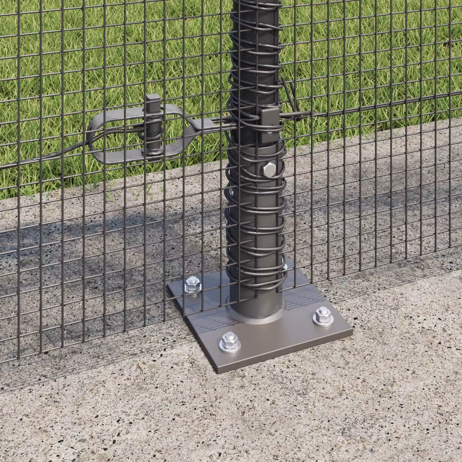 Berkfield Home Grey Steel Welded Wire Fence with 13 Flanged Posts, W: 25 m, H: 1.5 m – 3