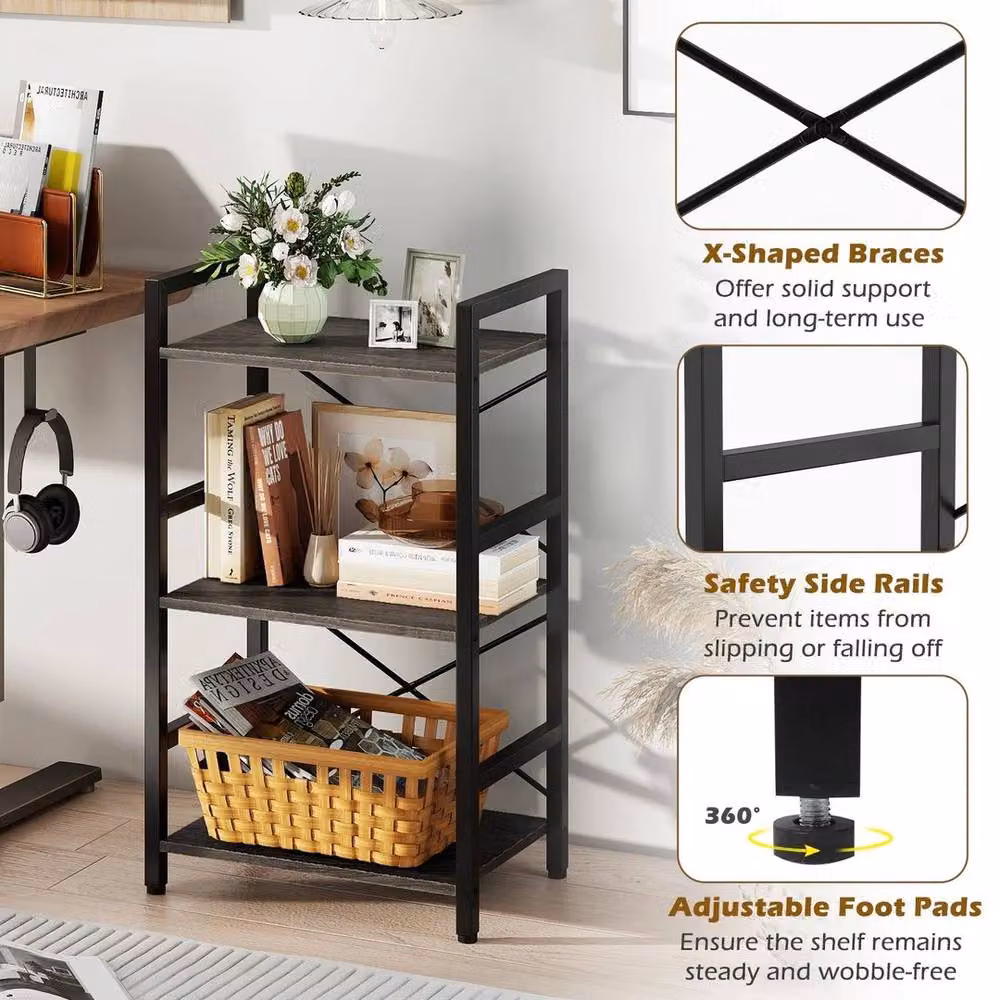 Kelvenix Industrial Freestanding Metal Display Shelf and Storage Organiser in Matt Grey – 4