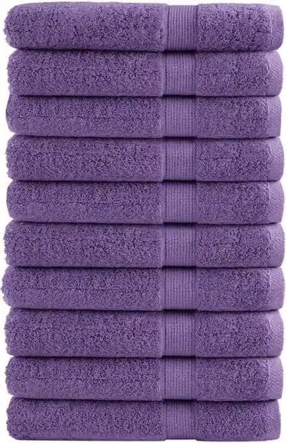 Berkfield Home SOLUND Premium Cotton Terry Towels, Purple, 10 Pack, W: 100 cm x L: 200 cm, 600 gsm – 1