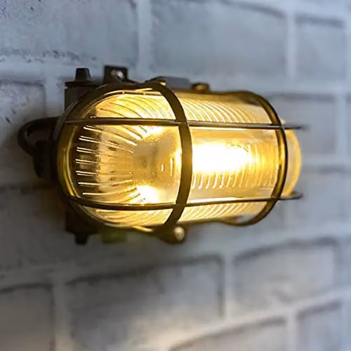 CGC Lighting Black Oval Cage Bulkhead Glass and Metal Wall or Ceiling Light, IP44 Waterproof for Indoor and Outdoor Use – 4