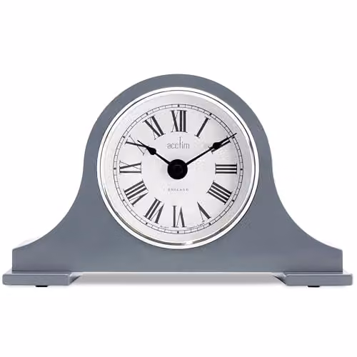 Acctim Harston Napoleon Quartz Battery Mantle Clock in Aston Grey with Clear Roman Numerals