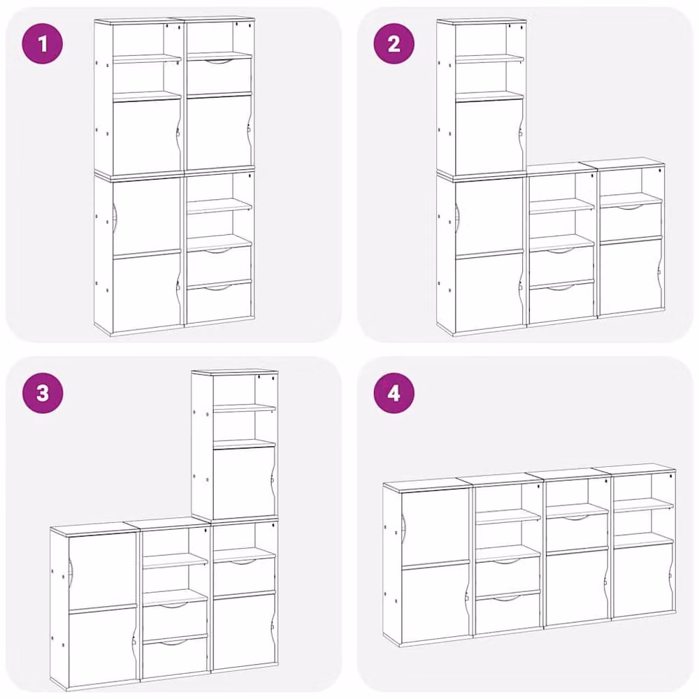 Berkfield Home ODDA Side Cabinets, Set of 4, Brown Solid Wood Pine, W/D/H: 40 x 24 x 79 cm – 4