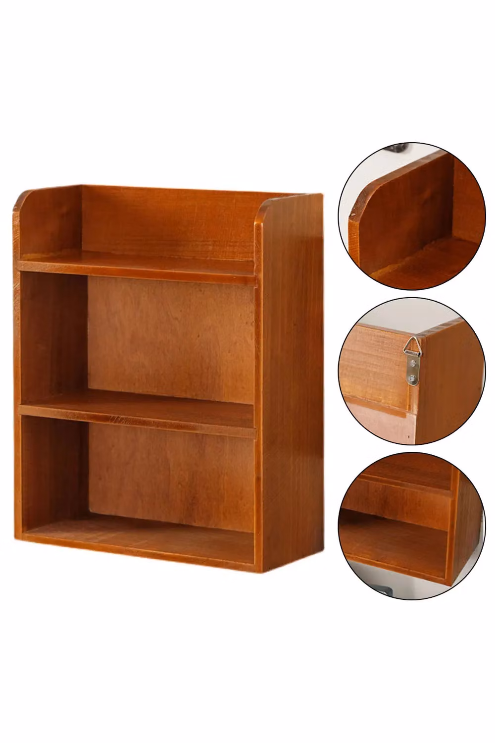 SHEONLY 3-Tier Retro Wooden Tabletop Storage Rack, Brown, W: 30.5 cm, D: 25.0 cm – 5