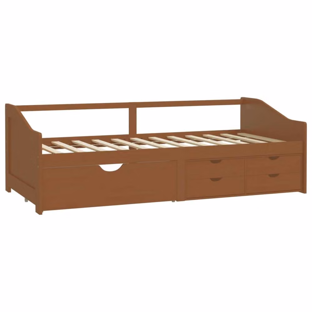Berkfield Home 3-Seater Day Bed with Drawers, Honey Brown Solid Pinewood, W/D/H: 200 x 90 x 66 cm – 3