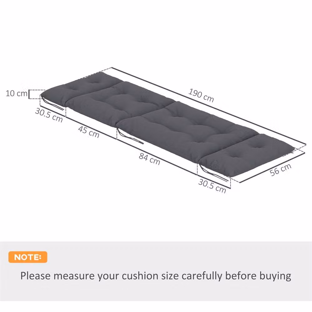 KORVIXA Grey Polyester Sun Lounger Cushions with Foam Filling – 2