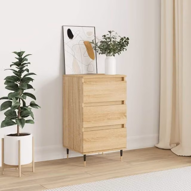 Berkfield Home Modern Sonoma Oak Sideboard in Brown and Beige, W/D/H: 40 x 35 x 70 cm