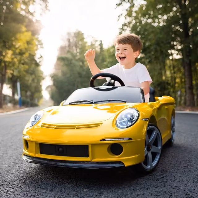 AIYAPLAY RUF GT Licensed 12V Electric Ride On Car for Kids with Light and Sound, Yellow