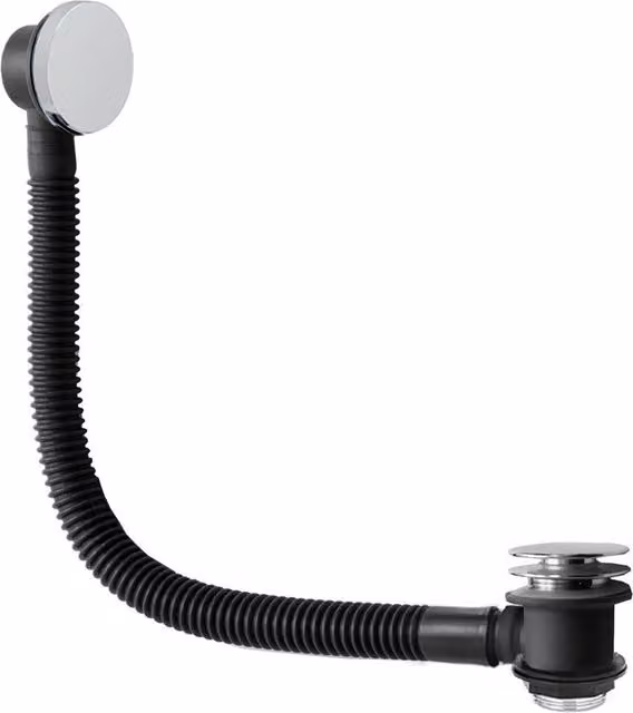 Nes Home Round Bath and Sprung Waste with Minimalist Overflow in Polished Chrome Silver