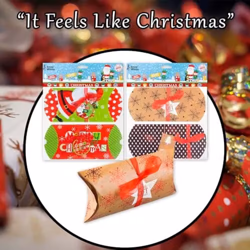 VFM e-Store Christmas Themed Gift Boxes, 2 Pack, Multicolour, W/D/H: 18 x 9 x 4 cm – 6