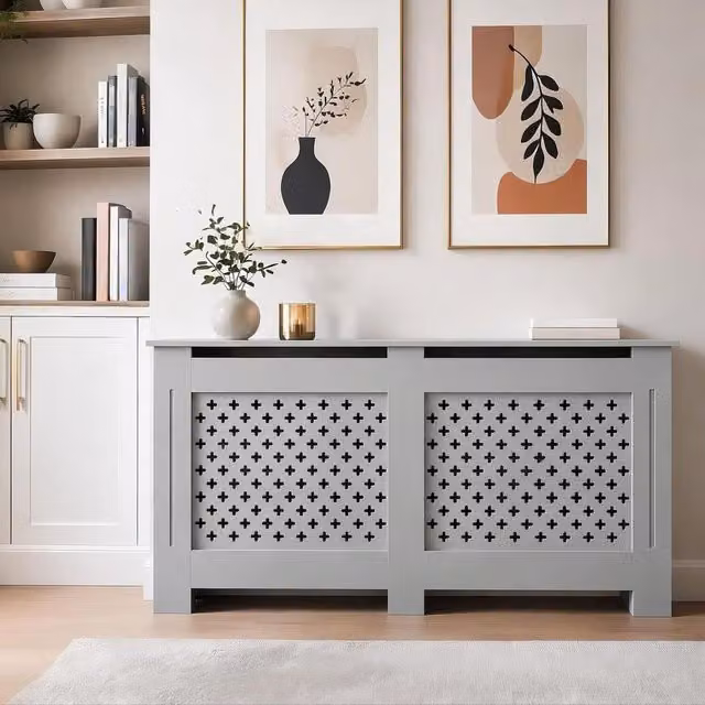 Home Source Crofton Large Radiator Cover Unit in Grey MDF