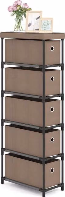 Costway Industrial 5 Drawer Dresser in Brown