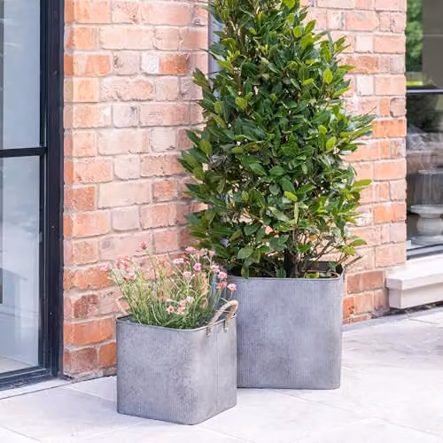 Ivyline Galvanised Steel Square Planter Set of 2 in Silver, W: 37.5 cm, D: 34.5 cm, H: 37.5 cm – 4