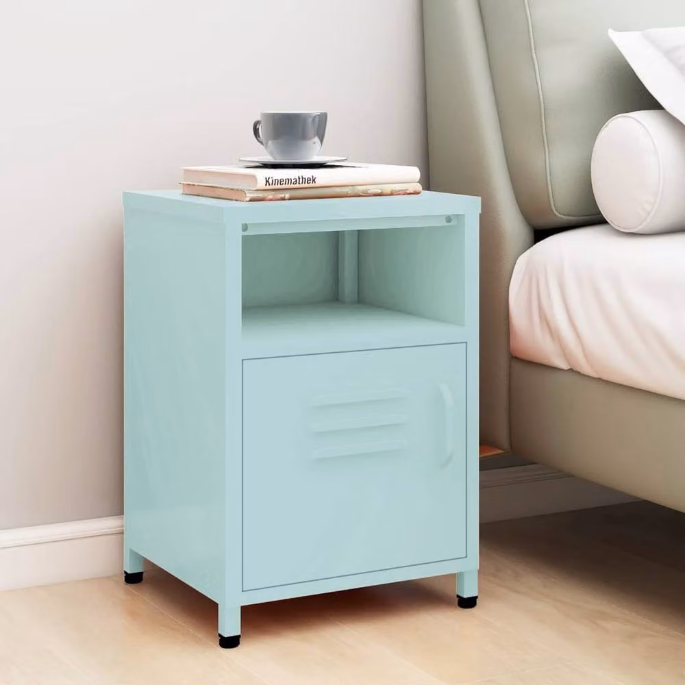 Berkfield Home Modern Mint Metal Nightstand with Integrated Lighting, W/D/H: 35 x 35 x 51 cm – 2