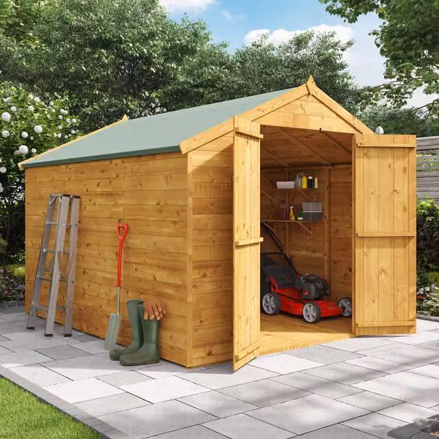BillyOh Master Tongue and Groove Apex Wooden Shed in Brown, Windowless Gable Design