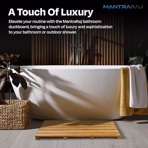 MantraRaj Bamboo Anti-Slip Bathroom Duckboard in Brown, W/D/H: 60.0 x 42.0 x 3.5 cm – 4