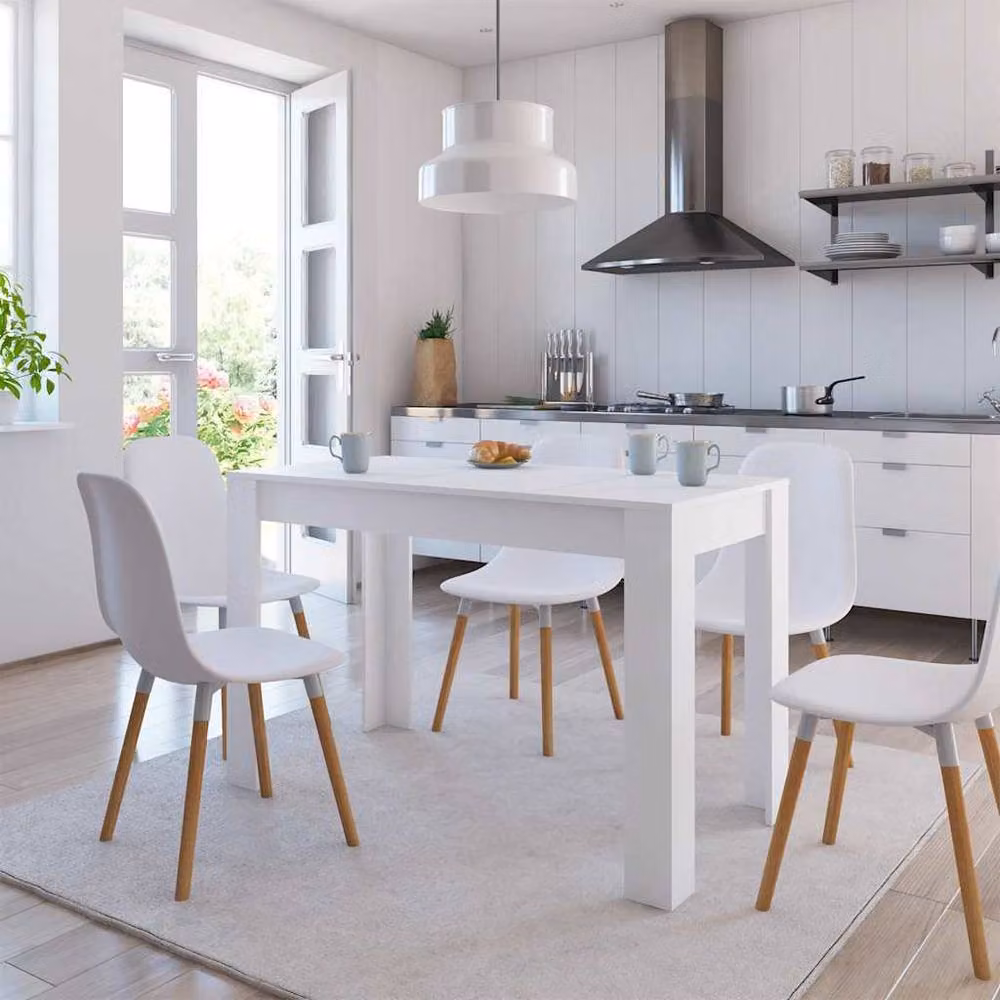 Berkfield Home Modern Rectangular Dining Table in White, W/D/H: 120 x 60 x 76 cm – 2