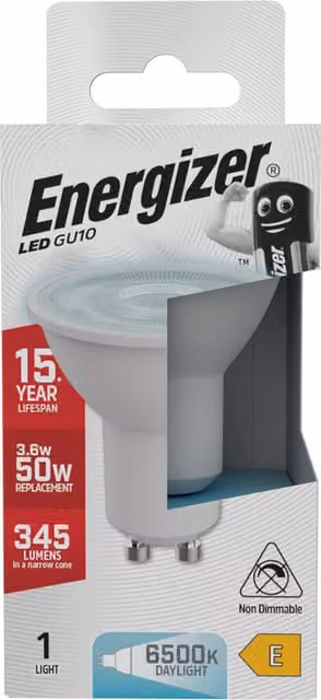 Energizer LED GU10 Light Bulb, 345lm, 6500K Cool White