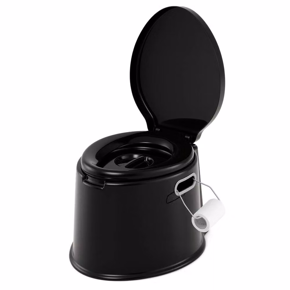 Costway Portable Travel Camping Toilet with Detachable Inner Bucket, Black, H 49 cm x W 41 cm x D 34 cm – 3