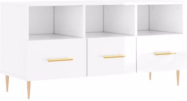 Berkfield Home Modern High Gloss White TV Cabinet W/D/H: 102 x 36 x 50 cm – 1