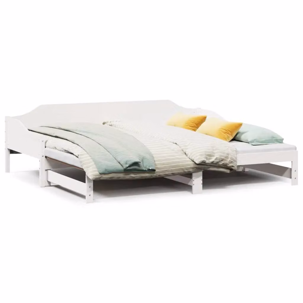 Berkfield Home White Solid Wood Daybed with Trundle, W/D/H: 90 x 200 cm – 2