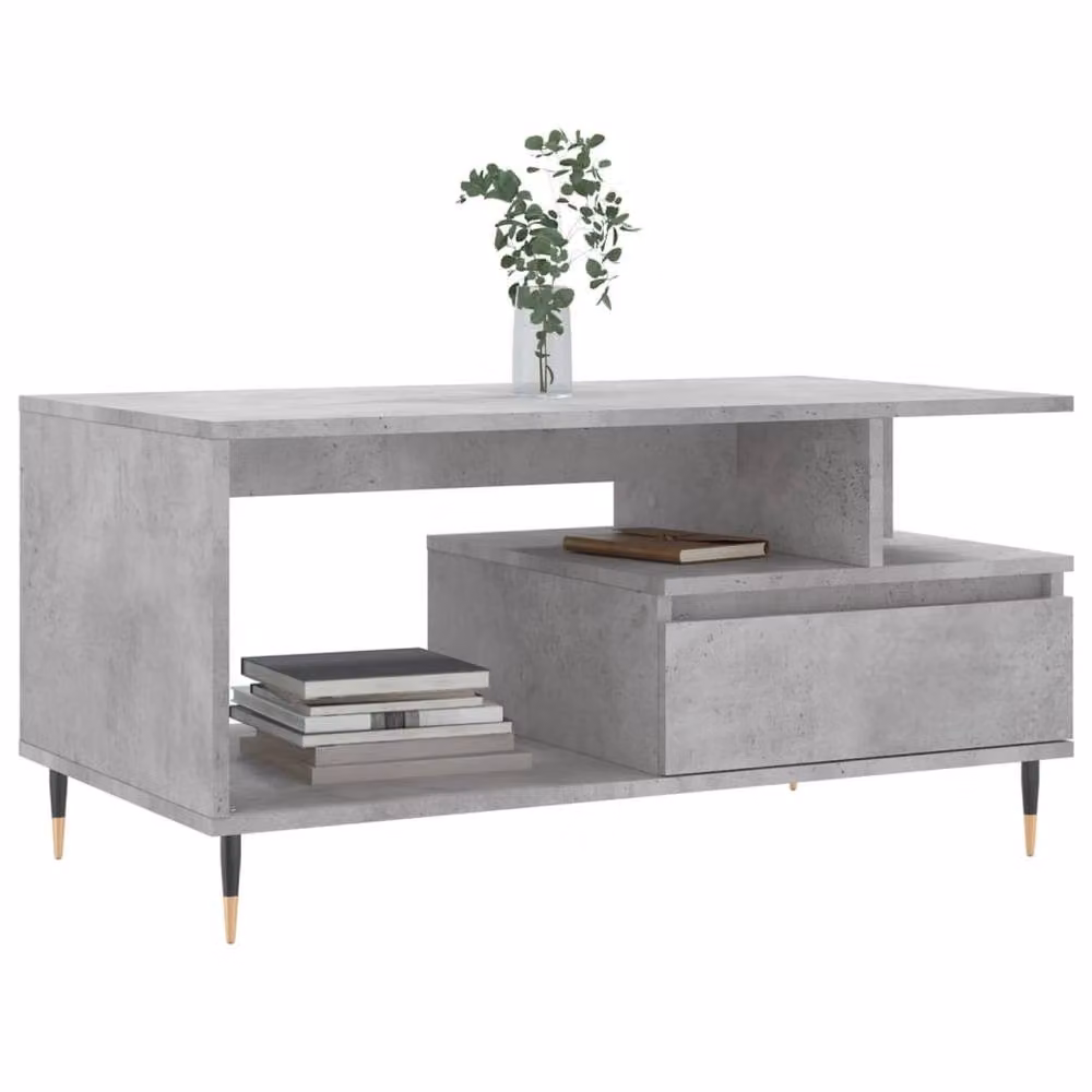Berkfield Home Modern Rectangular Coffee Table in Concrete Grey, W/D/H: 90 x 49 x 45 cm – 3