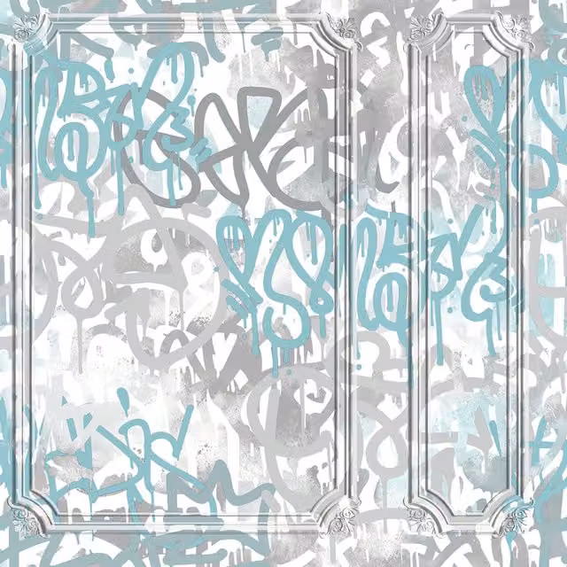 Muriva Pop Graffiti Abstract Wall Panel in Blue and Grey