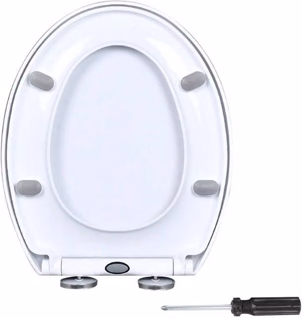 PAWNORA White Oval Heavy Duty Soft Close Toilet Seat