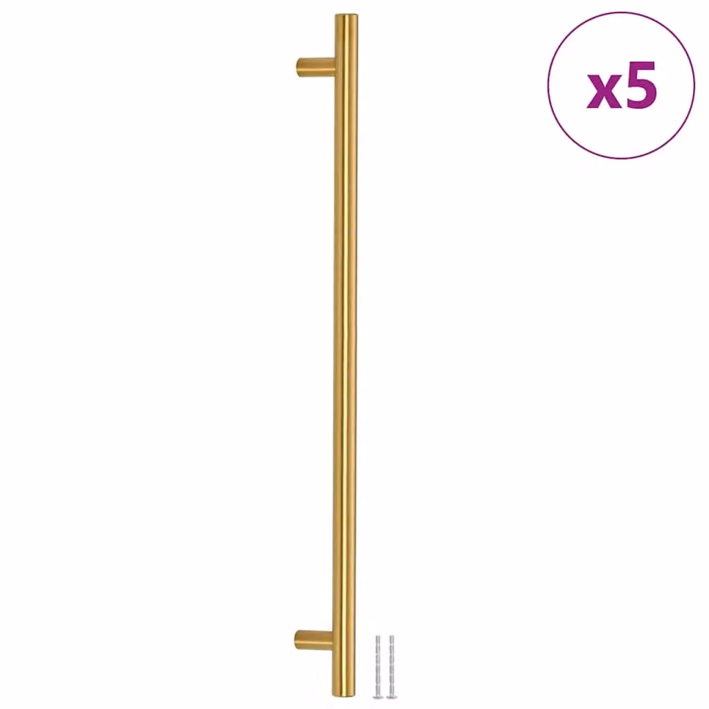 Berkfield Home Gold Brushed Stainless Steel Bar Cabinet Handles, 5 Pack, Length: 480 mm – 2