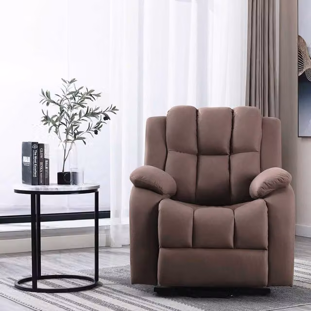 More4Homes Brookline Single Motor Electric Fabric Rise Recliner Chair in Brown