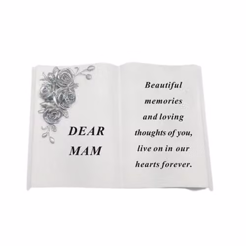 David Fischhoff Dear Mam Graveside Memorial White Book with 3D Silver Roses