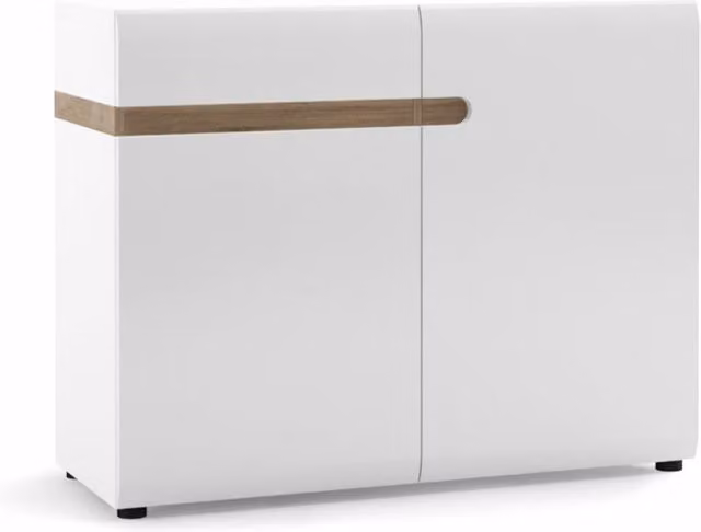 Furniture To Go Chelsea White High Gloss and Oak 1 Drawer 2 Door Sideboard Width: 110 cm