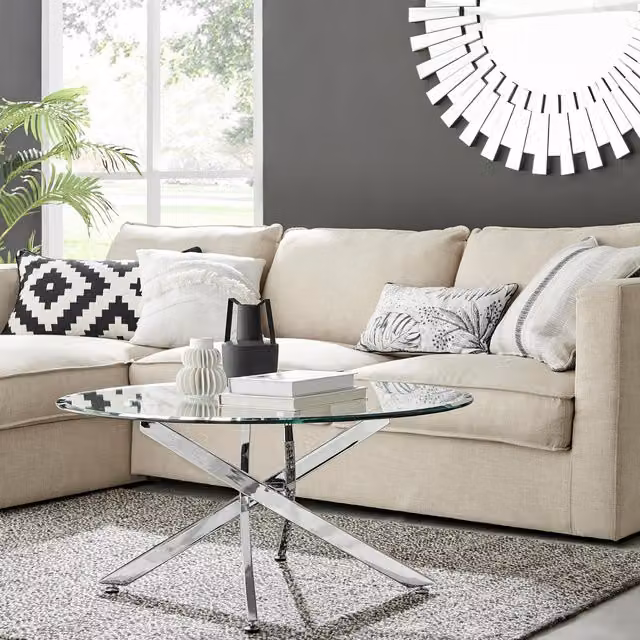 FurnitureboxUK Novara Round Glass Coffee Table with Silver Metal Legs – 2