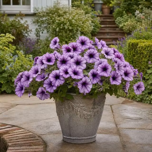 Plants By Post Petunia Sanguna Mega Purple Vein Bedding Plant, 2L