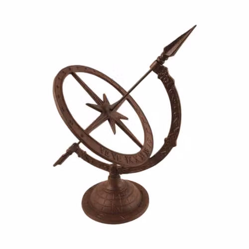 Esschert Design TH38 Tabletop Sundial with Cast Iron Stand in Antique Reddish Brown