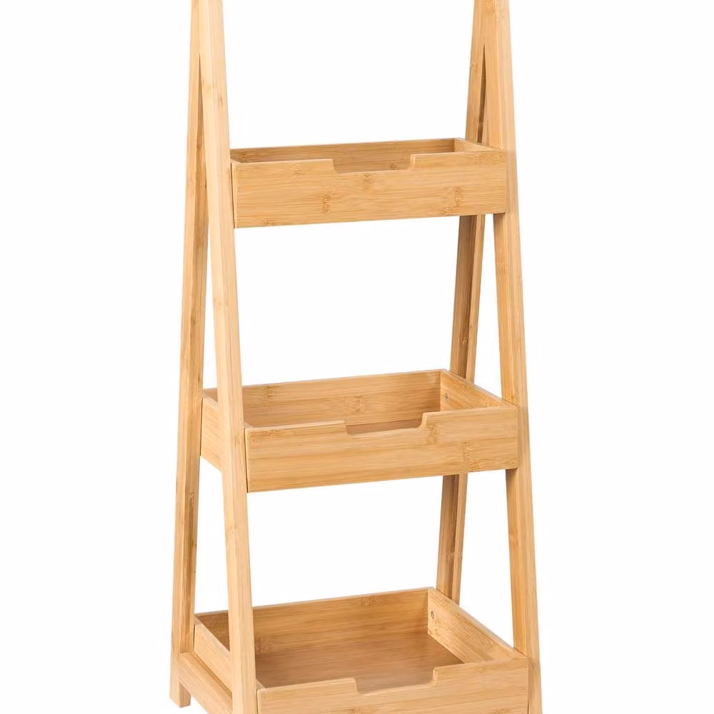 Wyld and Coco 3-Tier Bamboo Bathroom Shelving Unit, Brown – 2