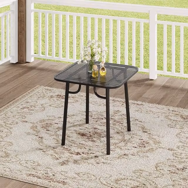 Komore Modern Square Metal Garden Table in Matt Black