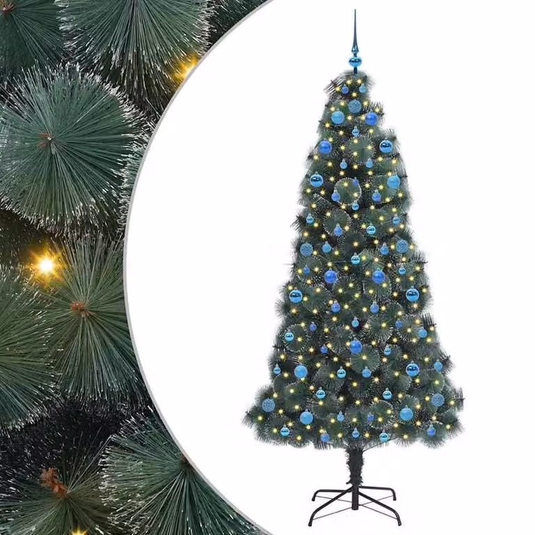 Berkfield Home Pre-lit Artificial Christmas Tree with Ball Set, Green, Height: 210 cm