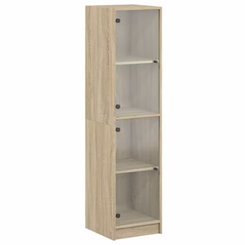 vidaXL Highboard with Glass Doors in Sonoma Oak, W/D/H: 35 x 37 x 142 cm – 1